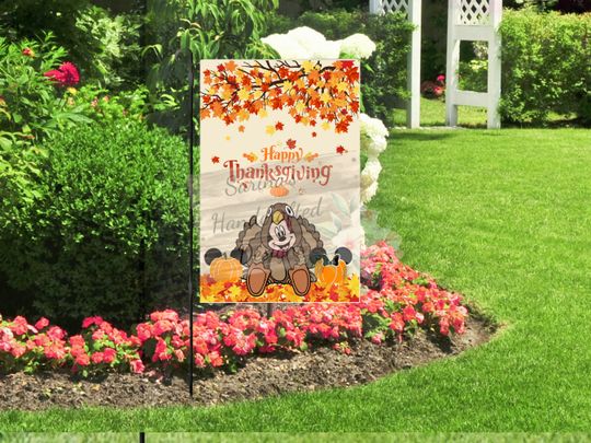 Discover Turkey Mickey Thanksgiving Garden Flags, Disney Thanksgiving, Mickey Turkey, Minnie Turkey
