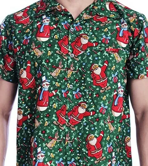 Discover Men's Christmas Santa Hawaiian Shirt Party Aloha Beachwear