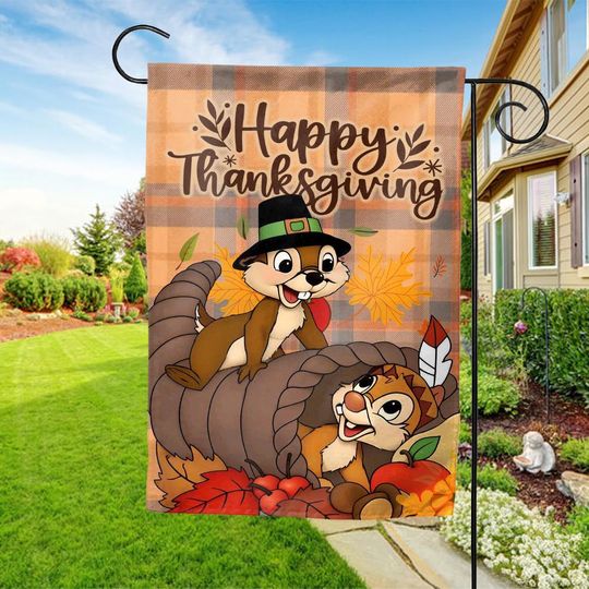 Discover Chip and Dale Thanksgiving Garden Flag - Welcome Disney Outdoor Flag