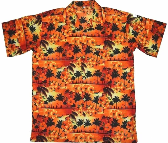 Discover Men's Hawaiian Shirt, Beach Casual Vacation Tropical Tree Aloha Holiday