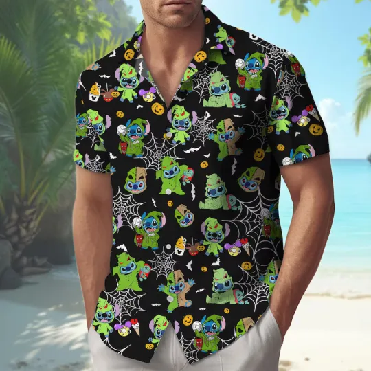 Discover Disney Stitch Oogie Boogie Nightmare Before Christmas Hawaiian Shirt