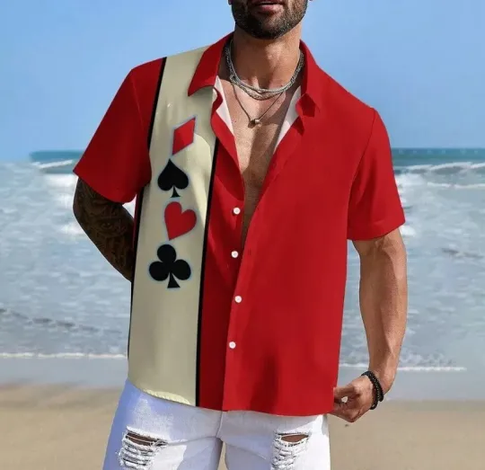 Discover Poker Hawaiian Shirt Beach Short Sleeve Button Up