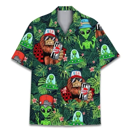 Discover Hawaiian Shirt Men Women Bigfoot Sasquatch Tropical Print