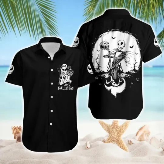 Discover Disney Jack Skellington & Zero Dog Pumpkin King Halloween Hawaiian Shirt