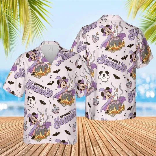 Minnie Mouse Cooking Poison Halloween Witch Spooky Season Hawaiian Shirt