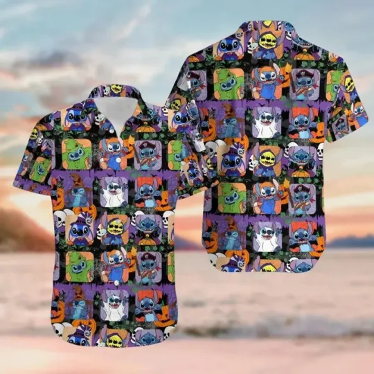 Discover Halloween Disney Stitch Button Shirt, Cute Stitch Hawaiian Shirt, Lilo And Stitc