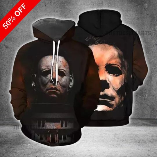 Discover Michael Myers 3D Hoodie, All Over Print Face Design, Halloween Costume Wear, Halloween Party Apparel, Horror Fan Gift, Horror Movie Fan Gift