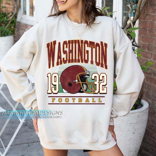 Discover Washington Football Vintage Sweatshirt, Retro Sports Helmet, Game Day Gift