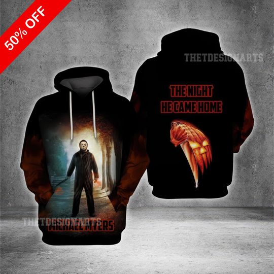 Discover Michael Myers 3D Hoodie, The Night He Came Home Design, Halloween Costume Shirt, Spooky Seasonal Wear, Horror Fan Gift