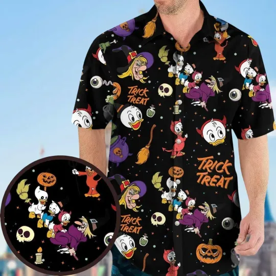 Discover Huey Dewey And Louie Duck Halloween Hawaiian Shirt Disney Halloween Shirt Trick