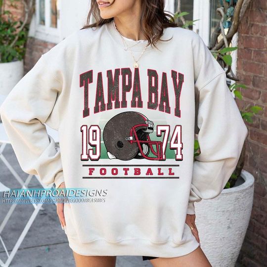 Discover Tampa Bay Football Vintage Sweatshirt, Retro Sports Helmet, Game Day Gift