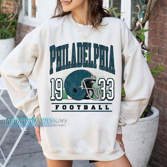 Discover Philadelphia Football Vintage Sweatshirt, Retro Sports Helmet, Game Day Gift