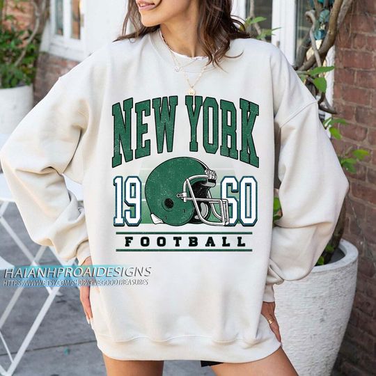 Discover New York Football Vintage Sweatshirt, Retro Sports Helmet, Game Day Gift