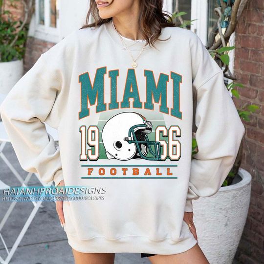 Discover Miami Football Vintage Sweatshirt, Retro Sports Helmet, Game Day Gift