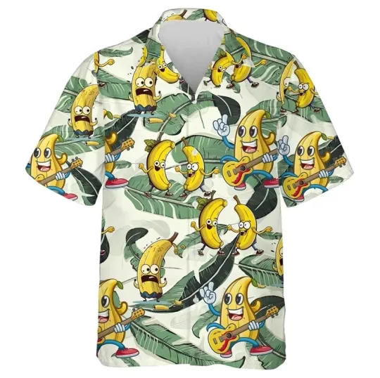 Discover Hawaiian Tropical Fruits Lemon 3D Print Beach Shirt with Pawpaw and Avocado Graphic