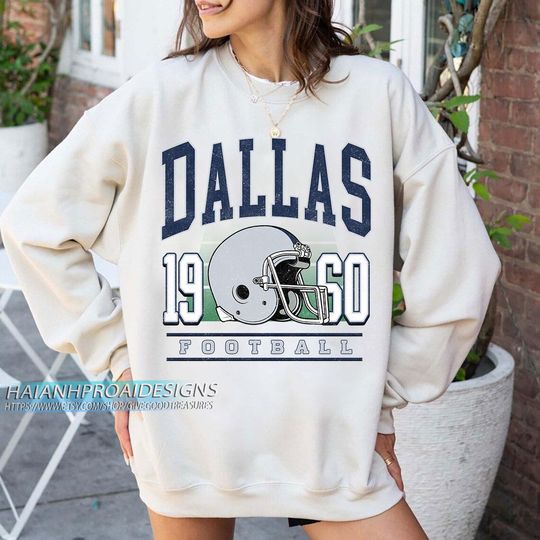 Discover Dallas Football Vintage Sweatshirt, Retro Sports Helmet, Game Day Gift