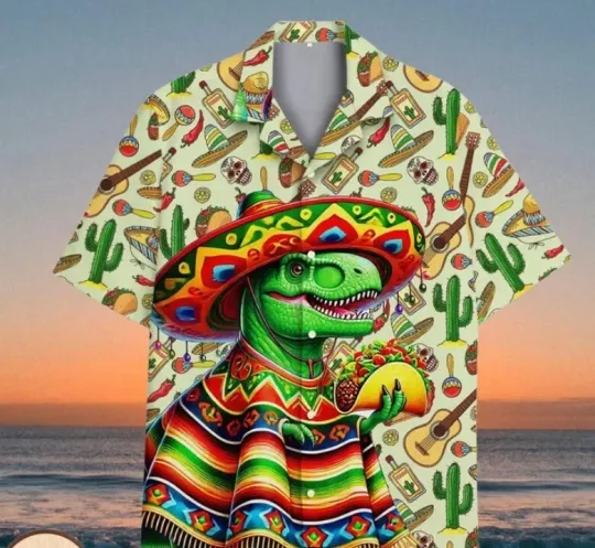 Discover T-Rex Dinosaur Taco Hawaiian Shirt for Men Women, Dinosaur Lover Shirt