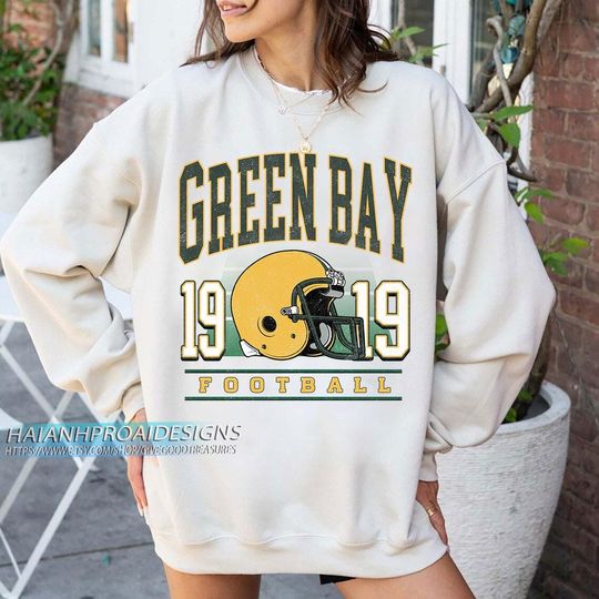 Discover Green Bay Football Vintage Sweatshirt, Retro Sports Helmet, Game Day Gift