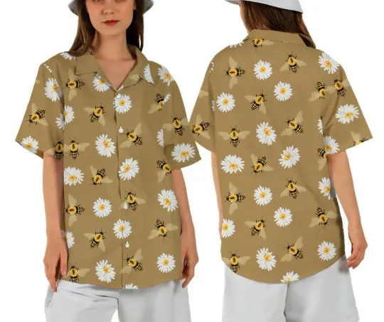 Discover Women’s Bumble Bees Meadow Hawaiian Shirt