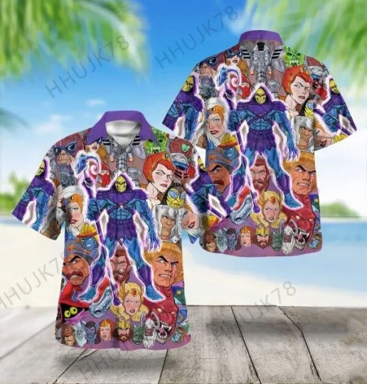 80S Cartoon Characters Hawaiian Shirt, button down hawwaiian shirt