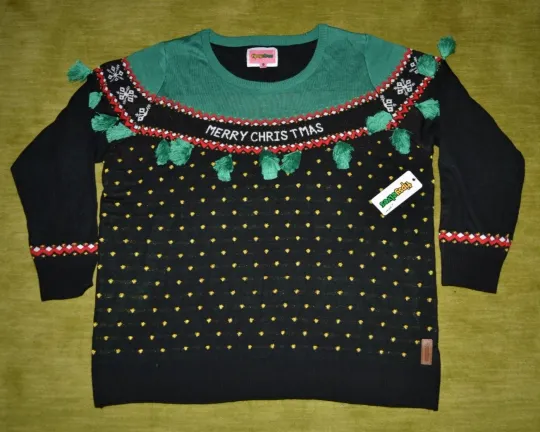 Discover Tipsy Elves Merry Christmas Tree Sweater Tree Tassels Women's 4XL Ugly Sweater