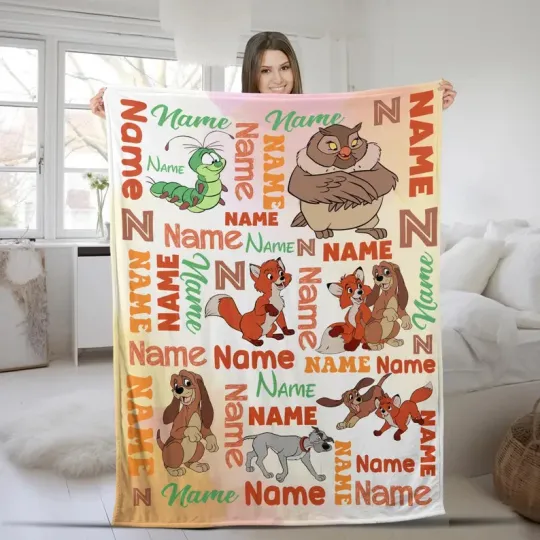 Discover Disney The Fox And The Hound Characters Pattern Customize Fleece Blanket