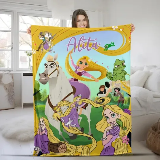 Discover Disney Tangled Rapunzel Princess Go Live Watercolor Customize Fleece Blanket