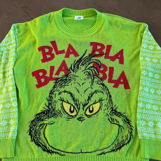 Discover Women's Christmas The GrinchBlah Blah Blah Green Ugly Sweater Top XL 16-18