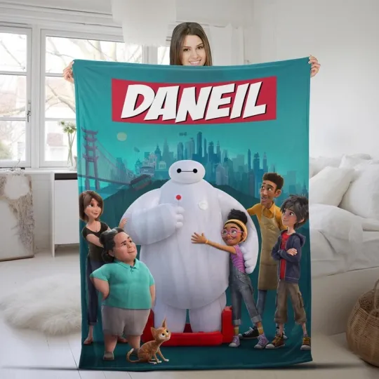 Discover Disney Big Hero 6 Cute Baymax Movie Graphic Customize Fleece Blanket