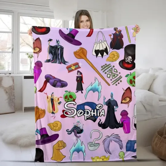 Discover Disney Villains WDW Disneyland Evil Friends Bad Witches Customize Fleece Blanket