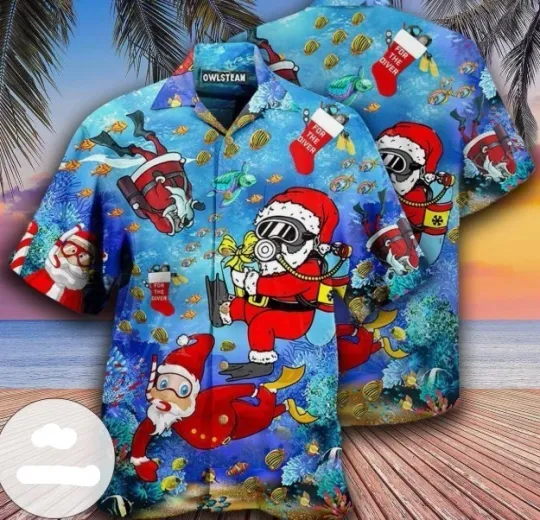 Discover Christmas Santa Claus Dives Edition Hawaiian Shirt