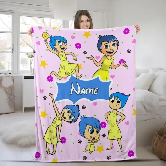 Discover Disney Inside Out Joy Emotions Disneyland Floral Customize Fleece Blanket