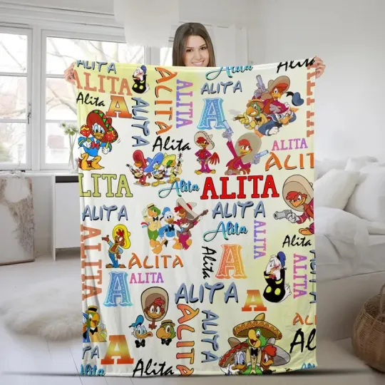 Discover Disney The Three Caballeros Margarita Donald Duck Customize Fleece Blanket