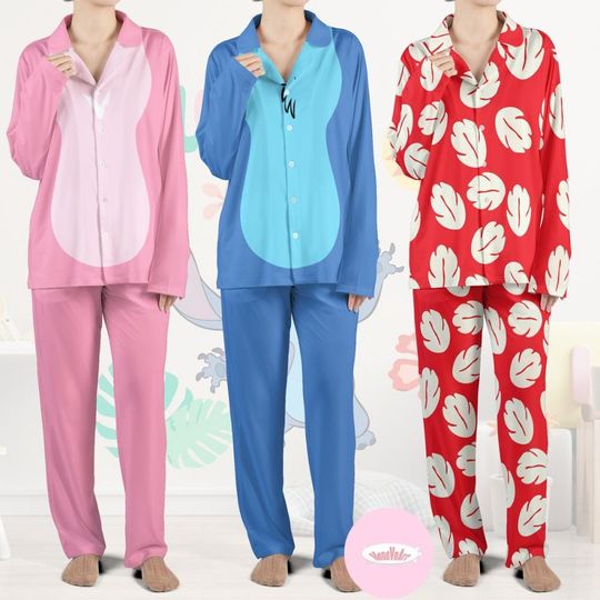 Discover Personalized All Characters Disney Stitch Pajamas Set, Lilo & Stitch Angel Christmas Pajamas Kids Adult Shirt, Stitch Birthday Pajamas Set