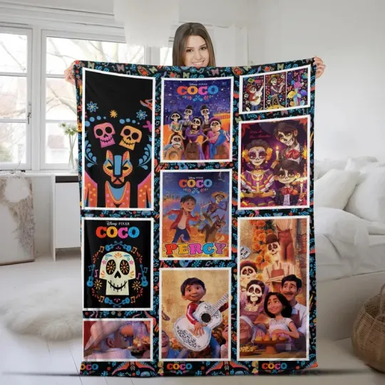 Discover Disney Coco Skeleton Family Cartoon Customize Fleece Blanket