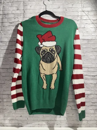 Discover The Ugly Christmas Sweater Ladies Small Pug Green Red