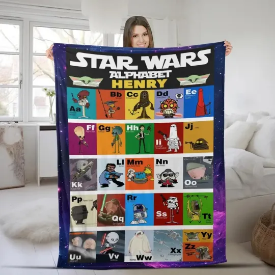 Discover Disney Star Wars Characters Alphabet Galaxy Edge Customize Fleece Blanket