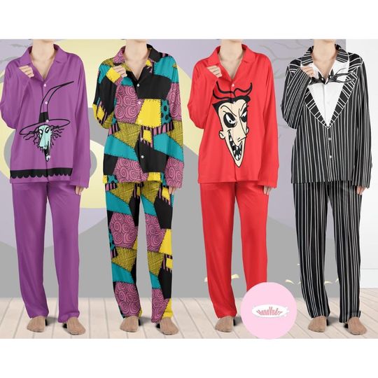 Discover Personalized Disney The Nightmare Before Christmas Pajamas Set, Jack Skellington Sally Oogie Boogie Halloween Christmas Pajamas Kids Adults