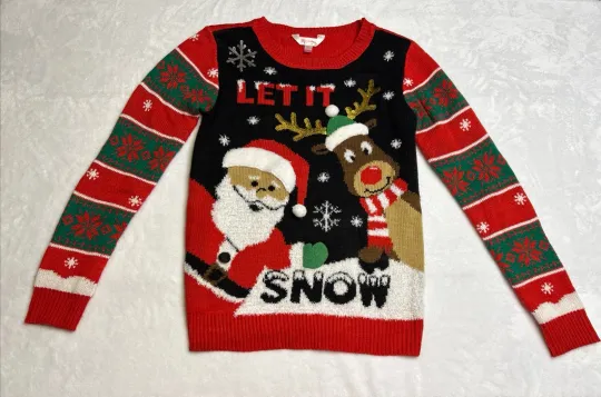 Nobo Let It Snow Womens Long Sleeve Ugly Christmas Holiday Sweater Size S (3-5)