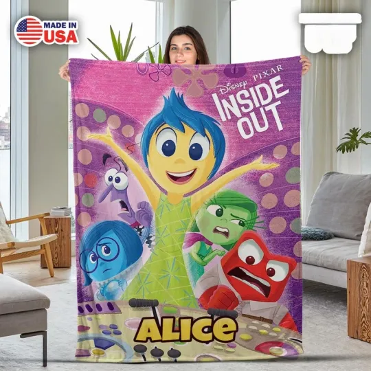 Discover Disney Inside Out Characters Movie Poster Customize Fleece Blanket