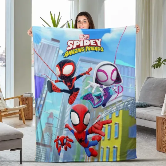 Discover Disney Spidey And His Amazing Friends Film Poster Customize Fleece Blanket