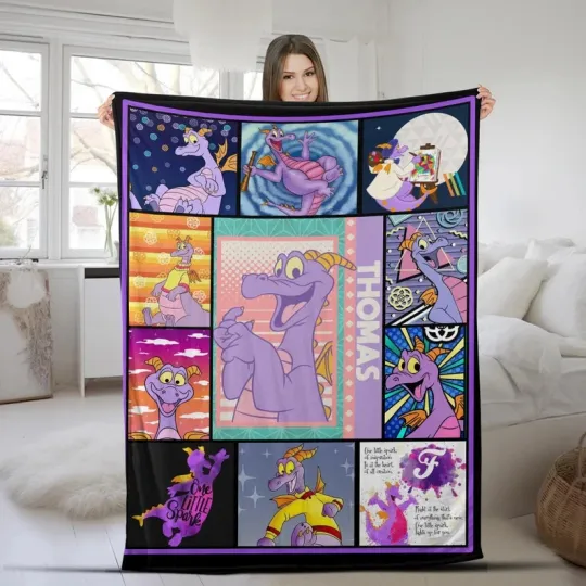 Discover Disney Epcot Festival Of Arts Figmen One Little Spark Customize Fleece Blanket