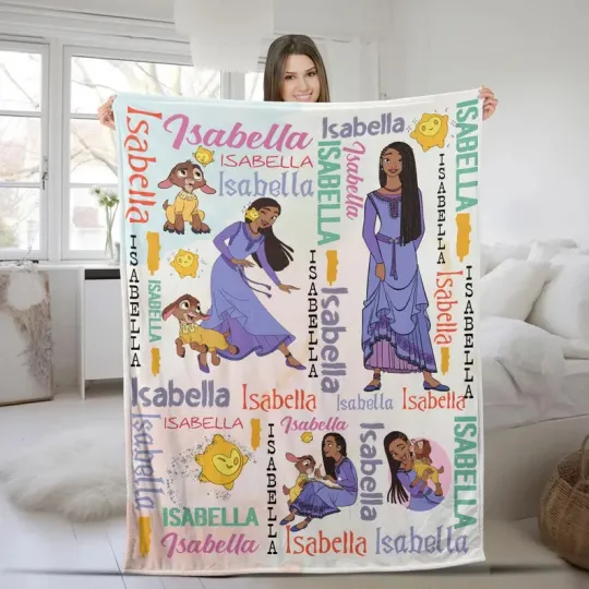 Discover Disney Wish Movie Asha Customize Fleece Blanket