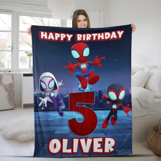 Discover Disney Spidey & His Amazing Friends Habby Birthday Customize Fleece Blanket