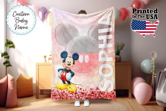 Discover Disney Mickey Mouse Portrait Art Customize Fleece Blanket