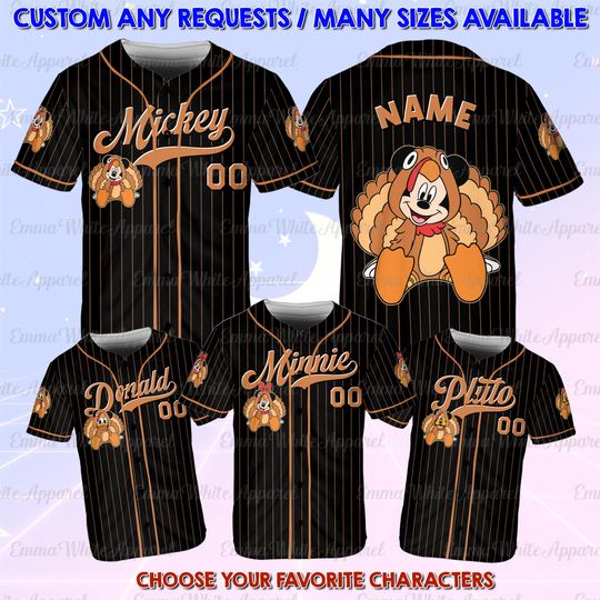 Discover Mickey And Friends Thanksgiving Turkey Jersey, Mickey And Friends Turkey Thankful Jersey, Disney Mickey And Friends Thanksgiving Shirt