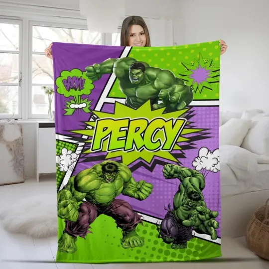 Discover Disney The Incredible Hulk Avengers Superhero Green Customize Fleece Blanket