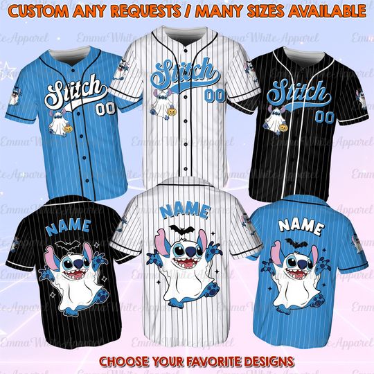 Discover Disney Ghost Stitch Halloween Jersey, Halloween Stitch Ghost Shirt, Halloween Stitch Cosplay Ghost Shirt, Disney Stitch Halloween 2025 Shirt