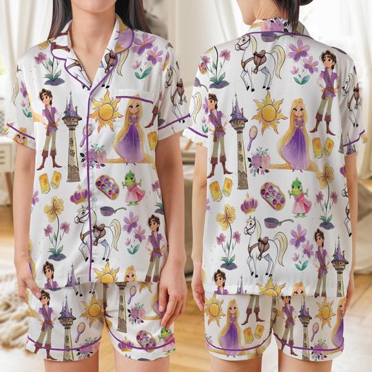Discover Disney Rapunzel Coquette Pajamas Set, Disney Princess Pajamas Women, Magic Kingdom Pajamas For Men, Disneyland Trip Holiday Pajamas