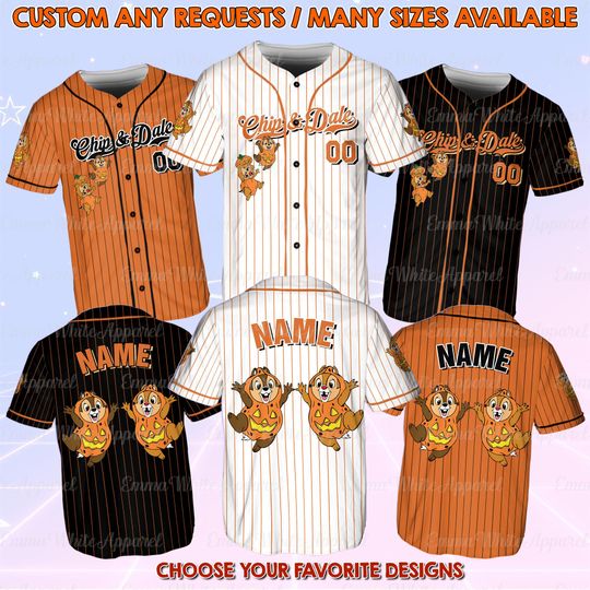 Discover Chip And Dale Happy Halloween Jersey, Funny Chip N Dale Halloween Jersey, Disney Chip And Dale Shirt, Disneyland Halloween Couple Shirts